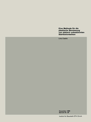 cover image of Eine Methode für die plastische Bemessung von statisch unbestimmten Stahlbetonplatten